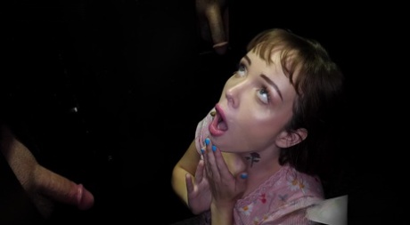 Brunette teen Aliya Brynn gets a mouthful of cum while at a gloryhole 61060571