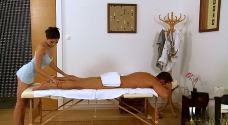 Asian brunette Miyuki Son is doing an amazing massage to her clients cock 70226002